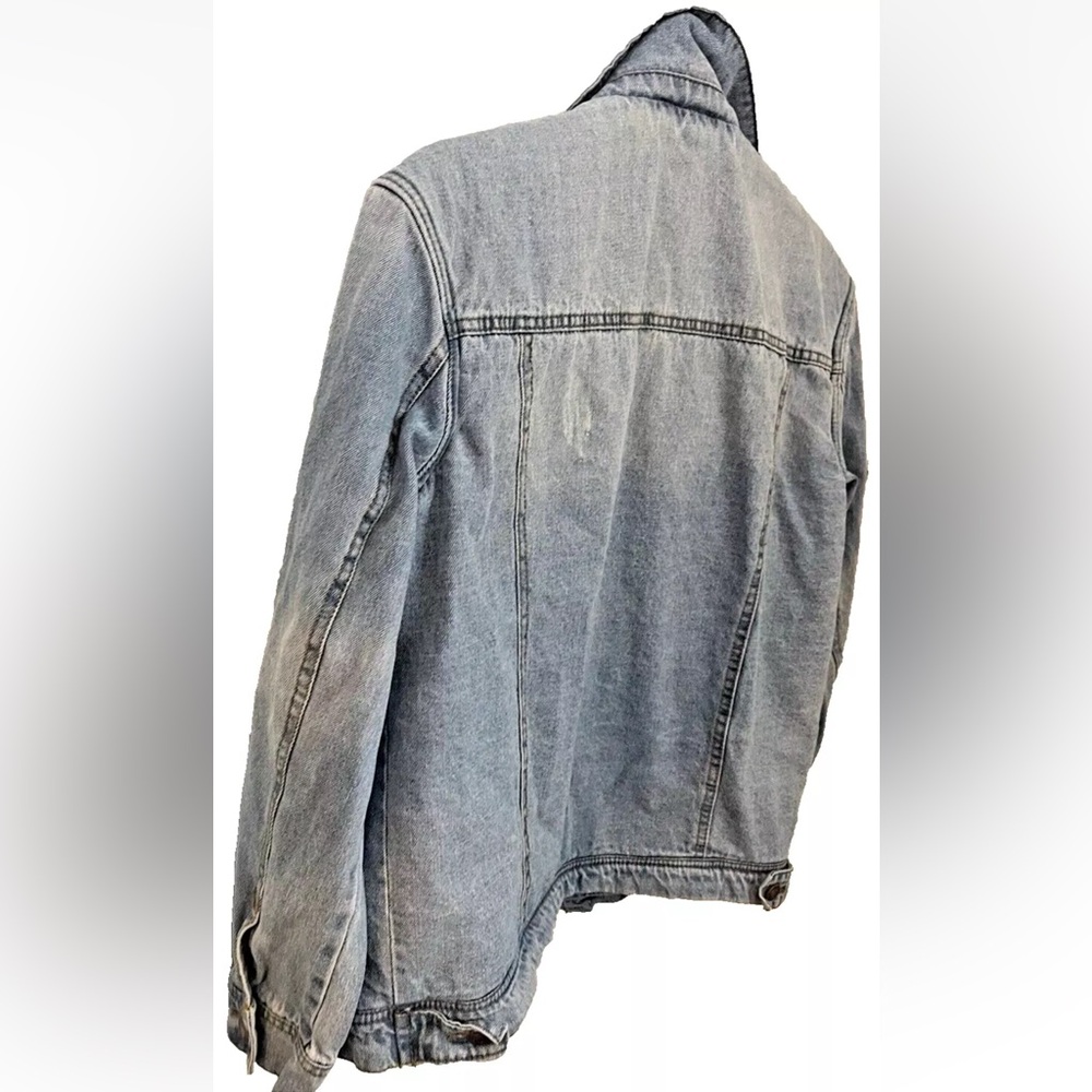Vintage RSQ Denim Jacket With Sherpa Collar And Lining Fall Layering Blue, XS - Picture 8 of 16